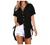 Summer Tops for Women 3/4 Sleeve V-Neck Button Down T Shirts Plus Size Top Casual Work Pockets Collared Tee Blouses