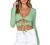 SOFIA'S CHOICE Women's V Neck Ribbed Knit Shirt Long Sleeve Tied Cutout Crop Tops