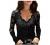 Women's Long Sleeve Shirts Sexy V-Neck Lace Trim Tunic Tops Cold Shouler Floral Printed T Shirts Dressy Casual Blouses