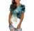 Women Summer Crewneck Short Sleeve T-Shirts Trendy Feather Printed Tee Tops Tie Dye Color Block Tshirt Loose Blouse