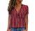 Womens Button Down Shirts Tops Casual Striped V Neck Loose Summer Tee Short Sleeve Work Business Blouses with Pockets