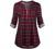 MIXJOY Baikea Women's 3/4 Sleeve V Neck Plaid Shirt Casual Tunic Blouse with Chest Flaps