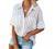 Astylish Womens V Neck Striped Roll up Sleeve Button Down Blouses Top