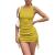 Women Sleeveless Bodycon Mini Dress Ruched Stretchy Side Drawstring Tank Dress