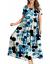 YESNO Women Casual Loose Bohemian Floral Dress with Pockets Short Sleeve Long Maxi Summer Beach Swing Dress EJF