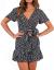 Relipop Summer Women Short Sleeve Print Dress V Neck Casual Short Dresses