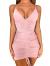 TOB Women's Sexy Adjustable Ruched Spaghetti Strap Sleeveless Club Bodycon Mini Dress