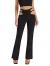 WDIRARA Women's Cut Out Wide Leg Flare Pants High Waist Stretch Self Tie Solid Long Pants