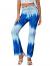 WDIRARA Women's Cut Out Wide Leg Flare Pants High Waist Stretch Self Tie Solid Long Pants