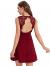 SheIn Women's Sleeveless Lace Applique Cocktail Backless Party Flare Mini Dress