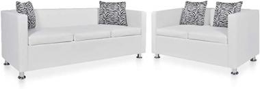 vidaXL Sofa Set 2-Seater and 3-Seater White Faux Leather