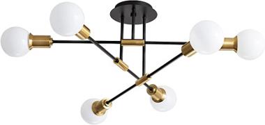 Sputnik Chandelier - Epinl 6 Lights Modern Ceiling Light Fixture Semi Flush Mount Mid Century Industrial Black and Gold Chandelier for Bedroom Dining Room Kitchen