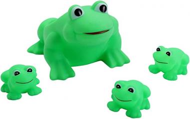 Baby Bath Toys 4Pcs Rubber Green Frog Family Squeak Float Bath Ducks Bath Tub Shower Toys for Toddlers Boys Girls