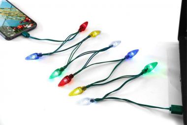 2022 Newest LED Christmas Lights Phone Charging Cable,Festive USB Bulb Charger,50 Inch 10 LED Multicolor Cord for Phone 14/Pro Max/Pro/Plus,Phone 13/Pro Max/Pro,12 Pro Max/11 Pro etc(C to Lighting)