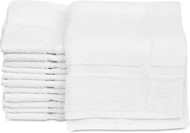 12 Pack New Cotton Blend Economy Bath Mats (White,18x25 inches) Light Weight Fast Drying Commercial Grade Bath Rugs