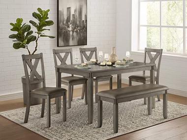 Lexicon Brielle 6-Piece Wood Dinette Set, Gray