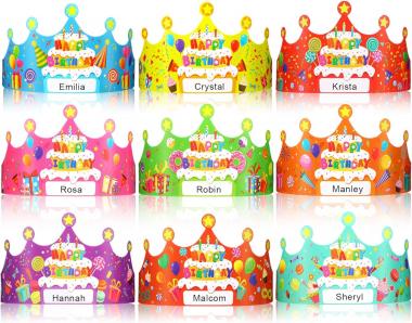 36 Pieces Birthday Crowns Bulk Happy Birthday Paper Caps DIY Birthday Hats with Elastic Band for Classroom Students Birthday Preschool Kindergarten Elementary School VBS Party Supplies