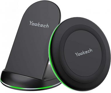 Yootech Wireless Charger,[2 Pack] 10W Max Wireless Charging Pad Stand Bundle,Compatible with iPhone 14/14 Plus/14 Pro/14 Pro Max/13/SE 2022/12/11/X/8,Galaxy S22/S21/S20,AirPods Pro 2(No AC Adapter)