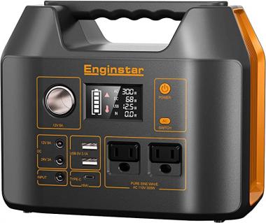 EnginStar Portable Power Station, 300W 298Wh Power Bank with Pure Sine Wave AC Outlet for Outdoors Camping Travel Hunting and Emergency, 80000mAh Backup Battery Power Supply for CPAP Machine