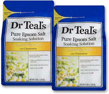 Dr. Teals Epsom Salt Soaking Solution, Chamomile, TWO 48OZ Bags, 6LB Total