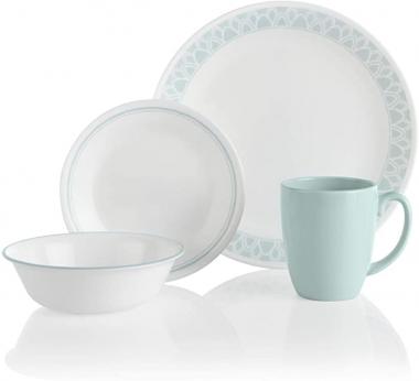 Corelle Delano Chip & Break Resistant 16pc Dinner Set, Service for 4, Vitrelle glass