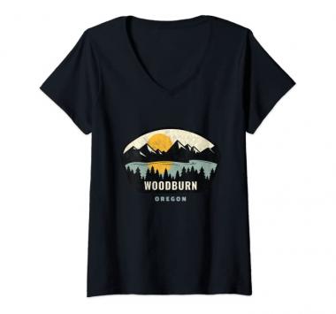 Womens Woodburn Oregon, OR Vacation Souvenir V-Neck T-Shirt