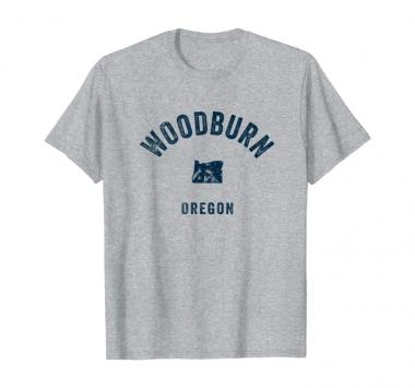 Woodburn Oregon OR Vintage 70s Sports Design Navy Print T-Shirt