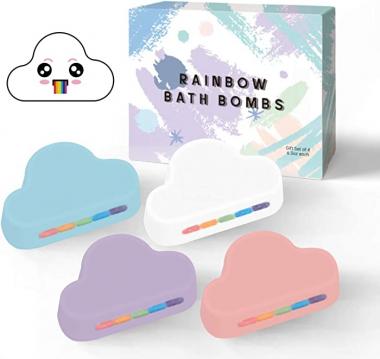 Rainbow Bath Bombs Gift Set - 4 Handmade Fizzies for Women 6.3 oz - Perfect for Bubble & Spa Bath- Essential and Fragrance Oils for Moisturizing Dry Skin - Unique Birthday & Beauty Products,£¨4 Pack£©