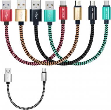 Short Micro USB Cables 1Ft [5 Pack] Nylon Braided, HONEST KIN Fast Charging USB 2.0 Android Charger Cord Compatible with Power Banks, Phones Samsung Galaxy S7/ HTC/LG, Kindle,PS4,Camera,MP3,TV Stick