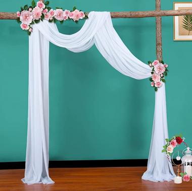 Wedding Arch Draping Fabric White Drapes Fabric for Wedding Chiffon Arch Drapes for Ceremony Party Ceiling Curtains Home Decoration, 27.5" Wide 1 Panels(6 Yards)