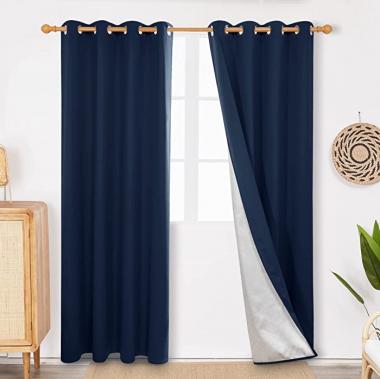 Deconovo Blackout Curtains 84 Inch Length 2 Panels Set - Thermal Curtains for Bedroom and Living Room with Back Silver Coating (52W x 84L, Navy Blue, 2 Panels)