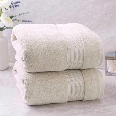 Charisma New Bath Sheet Bundle Set | 2 Luxury Bath Sheets 35" W X 70" L (Beige)