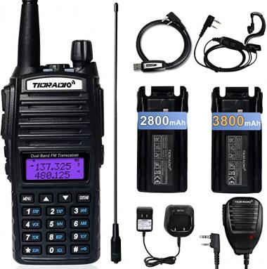 TIDRADIO UV-82 Ham Radio Handheld, High Power Dual Band Radio, Portable Two Way Radio with Extra 3800mAh Battery Full Kits(1Pack-Black)