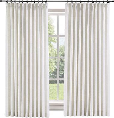 ChadMade 50" W x 63" L Polyester Linen Drape with Blackout Lining Pinch Pleat Curtain for Sliding Door Patio Door Living Room Bedroom, (1 Panel) Beige White Liz Collection