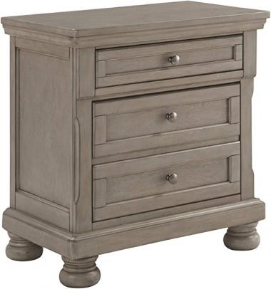 Signature Design by Ashley Lettner Modern Traditional 2 Drawer Nightstand, Light Gray