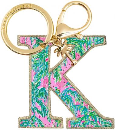 Lilly Pulitzer Leatherette Initial Keychain, Letter Bag Charm for Women