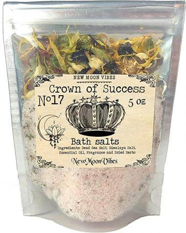 Crown of Success Essential Oils Herbal Spell Ritual Bath Salts with Real Herbs Botanicals Infused Eliminate Blockages Remove People Obstacles Clear Path Invoke Draw Happiness Success