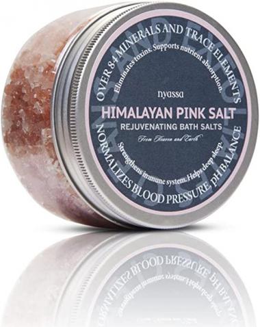 Nyassa Himalayan Pink Bath Salt 220g with the goodness of hand mined Himalayan pink salt and relaxing epsom salt