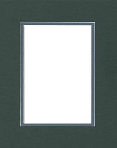 22x28 Double Acid Free White Core Picture Mats Cut for 18x24 Pictures in Pine Green and Slate Blue