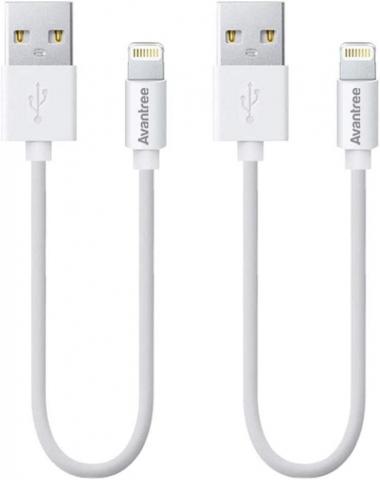 Avantree [Apple MFi Certified] 2 Pack Short Lightning Cable, 1ft for iPhone X, 8, 7, 6, 5, iPod iPad, for Data Sync & Charge - White