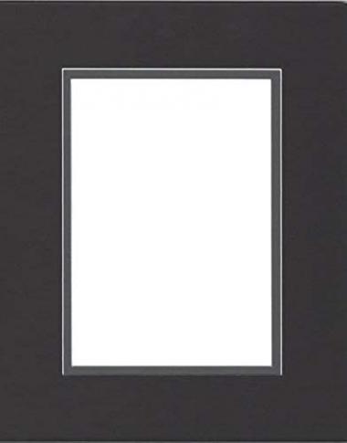 Pack of (2) 16x20 Double Acid Free White Core Picture Mats Cut for 11x14 Pictures in Black and Slate Grey