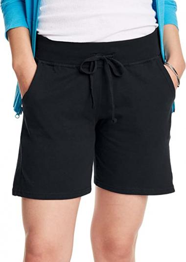 Hanes Women's Jersey Pocket Short with Outside Drawcord