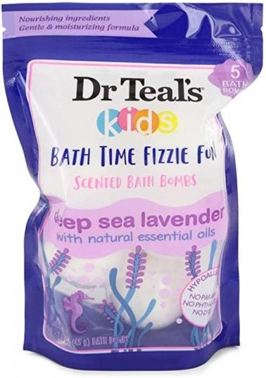 Dr Teal's Ultra Moisturizing Kids Bath Time Fizzie Fun Scented Bath Bombs Deep Sea Lavender with Natural Essential Oils (Unisex) 1.6 Oz