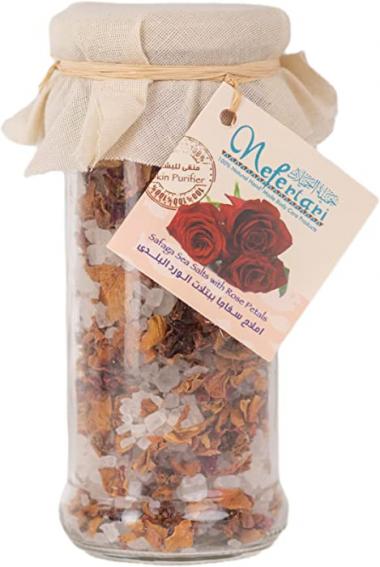 Nefertari Safaga Red Sea Bath Salts with Rose Petals, 100% Natural Sea Salt