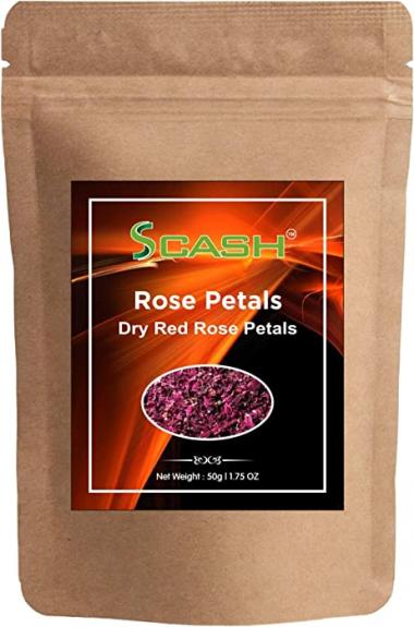 Scash Red Rose Petals - Pure, edible Net weight: 1.75oz/50g | Perfect addition to any salad, snack or smoothie bowl, DIY body care products, sprinkles for bath decoration