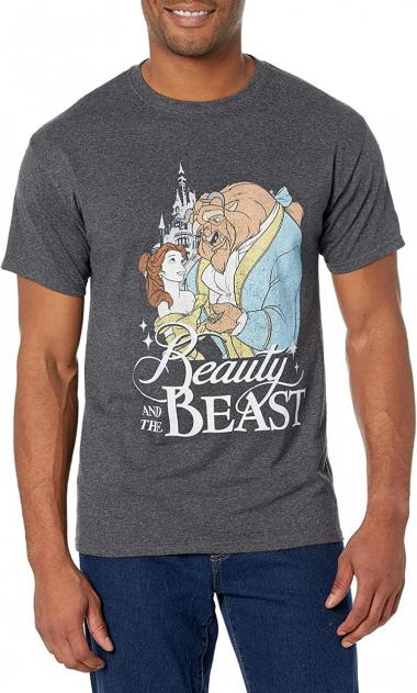 Disney Men's Beauty and The Beast Poster Logo Graphic T-Shirt