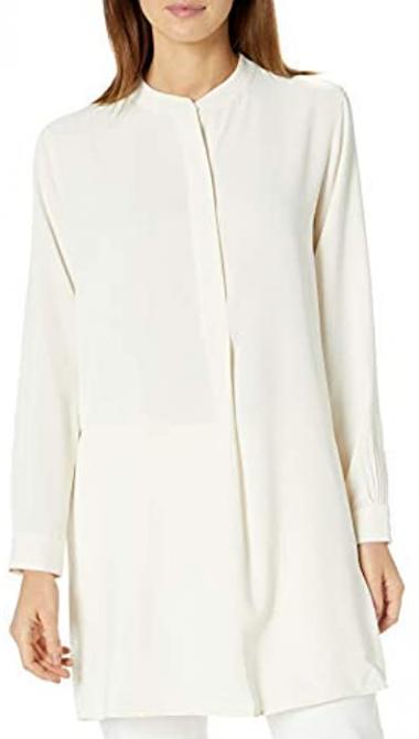 Anne Klein Women's Pop-Over Blouse with Covered Placket and Side Slits