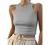 Artfish Women Casual Basic Sleeveless High Neck Rib-Knit Y2k Crop Tank Top