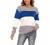 shermie Women Long Sleeve Crew Neck Pullovers Stitching Color Loose Knitted Sweaters