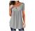 Women's V-Neck Henley T Shirt Flowy Pleated Tunic Blouse Summer Tops Floral Solid Button Down Short Sleeve Tee Shirts